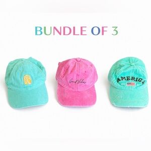 3 Hat Bundle | Pink Good Vibes + Teal + New Era America Cap 💕🩵